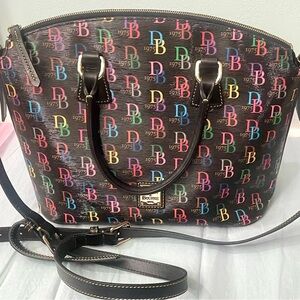 Dooney & Bourke Black Multicolor Vintage Rare Satchel